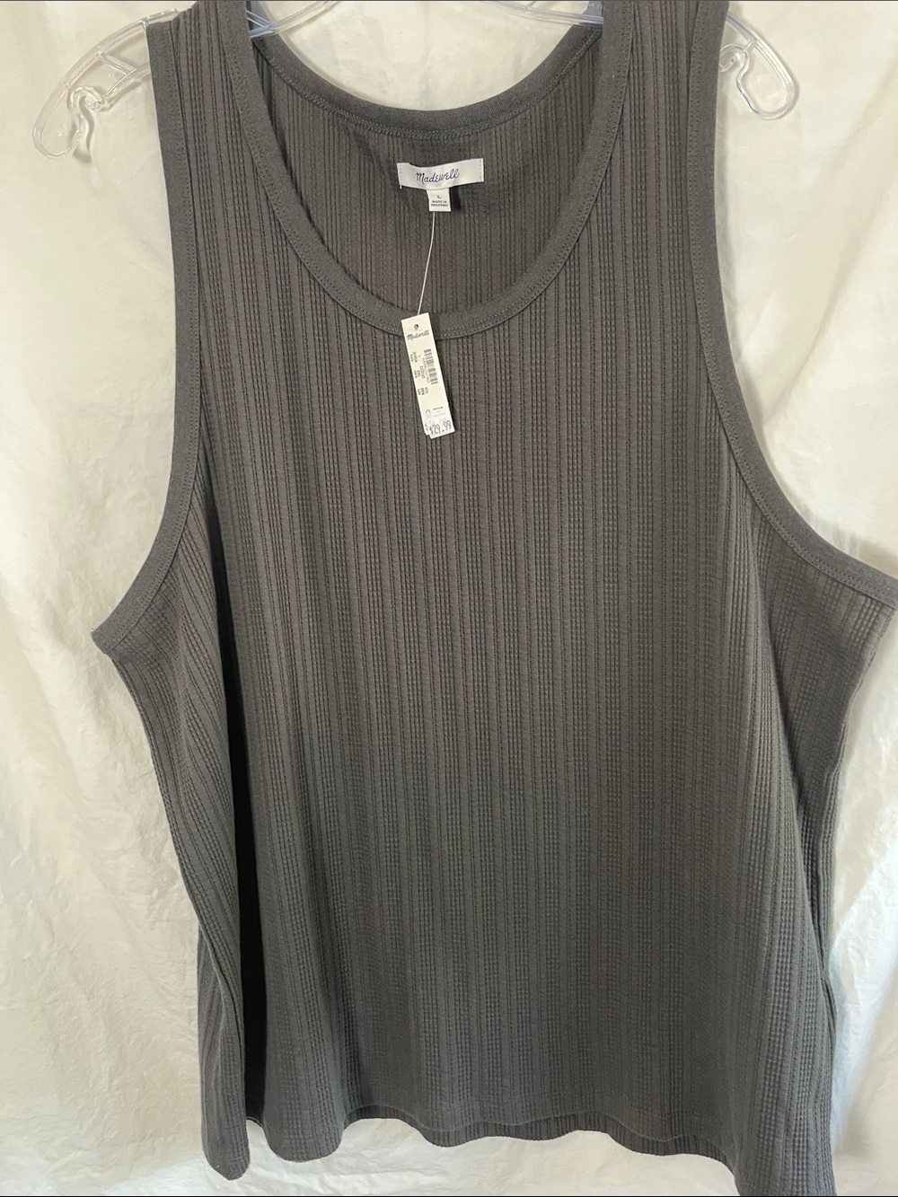 NWT Madewell Ribbed Scoop Tank Top Size Large